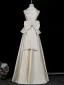 Élégant Champagne Appliques Noeud Robe De Soirée 2026 Princesse Col Haut Sans Manches Longue Soirée Robe De Ceremonie