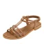 Romain Été Beige Vêtement de rue Plage Plate Sandales Femme 2022 T-Strap Peep Toes / Bout Ouvert Sandales