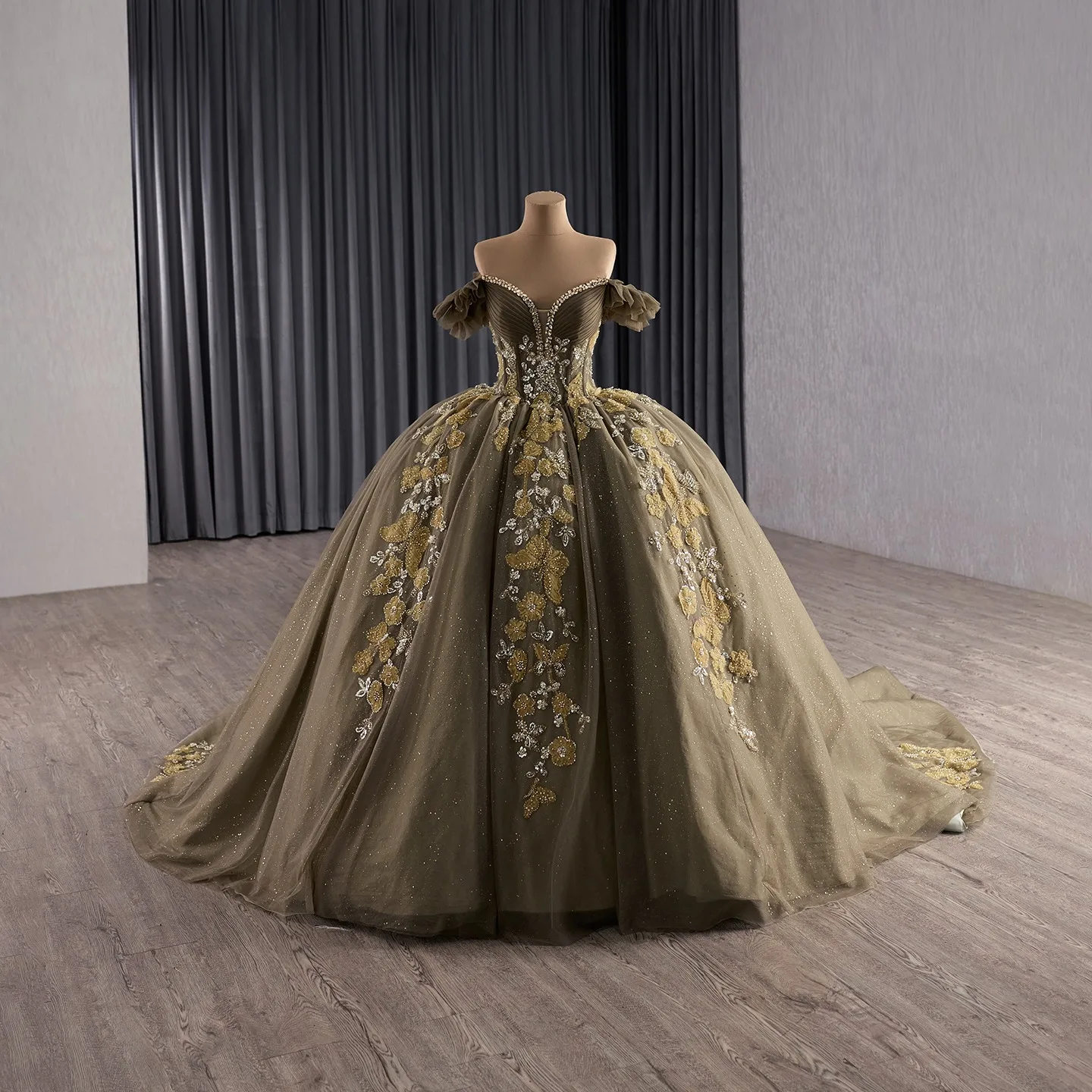 Vintage Retro High-End Brown Beading Pearl Sequins Quinceaera Prom Dresses 2025 Ball
