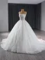 High-end White Handmade  Beading Sequins Wedding Dresses 2024 Ball Gown Scoop Neck Sleeveless Court Train Wedding