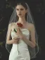 Modest / Simple White Handmade  Pearl Bridal 1 m Wedding Veils 2025 Tulle