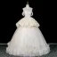 Zauberhaft Champagner Applikationen Spitze Blumen Ballkleider 2026 Ballkleid Off Shoulder Ärmellos Rückenfreies Lange Festliche Kleider