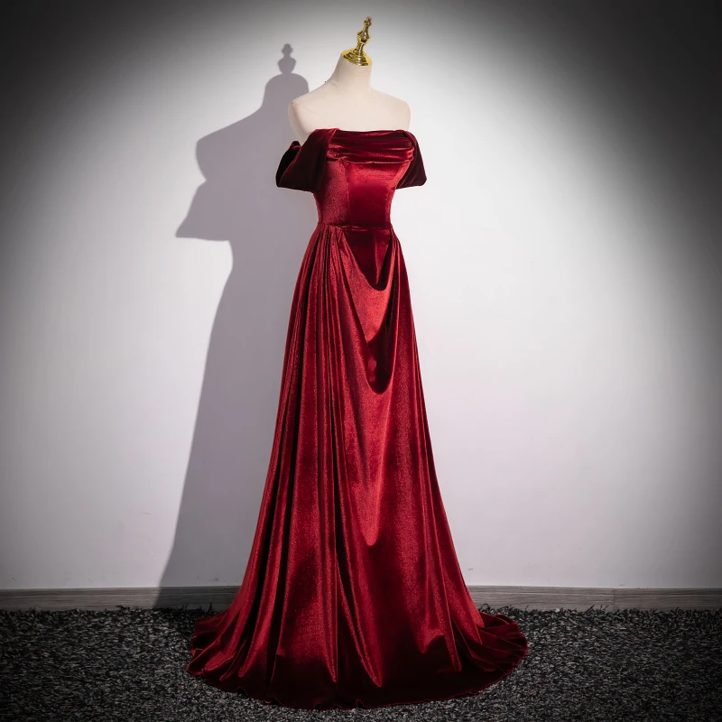 blue dress for baby girl Red Multi-Wear Velvet Floor Length A-Line Bridesmaid Dress main image 0