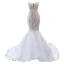 Luxury / Gorgeous Sexy White Beading Pearl Glitter Wedding Dresses 2023 Trumpet / Mermaid Strapless Sleeveless Backless Sweep Train Wedding