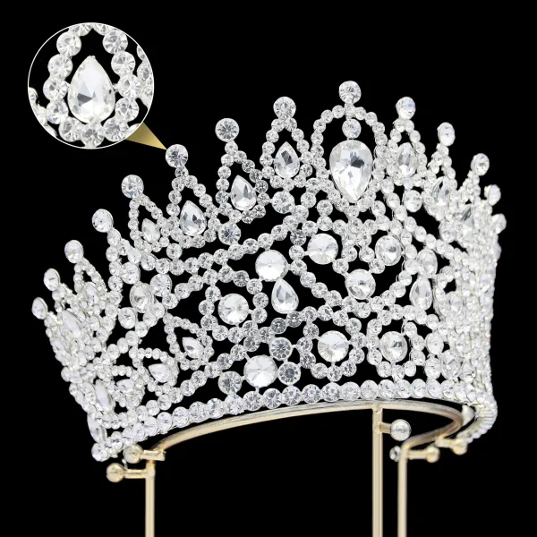 Barokowy Srebrny Rhinestone Stop Ozdoby Do Włosów Ślubne 2024 Ślub Akcesoria