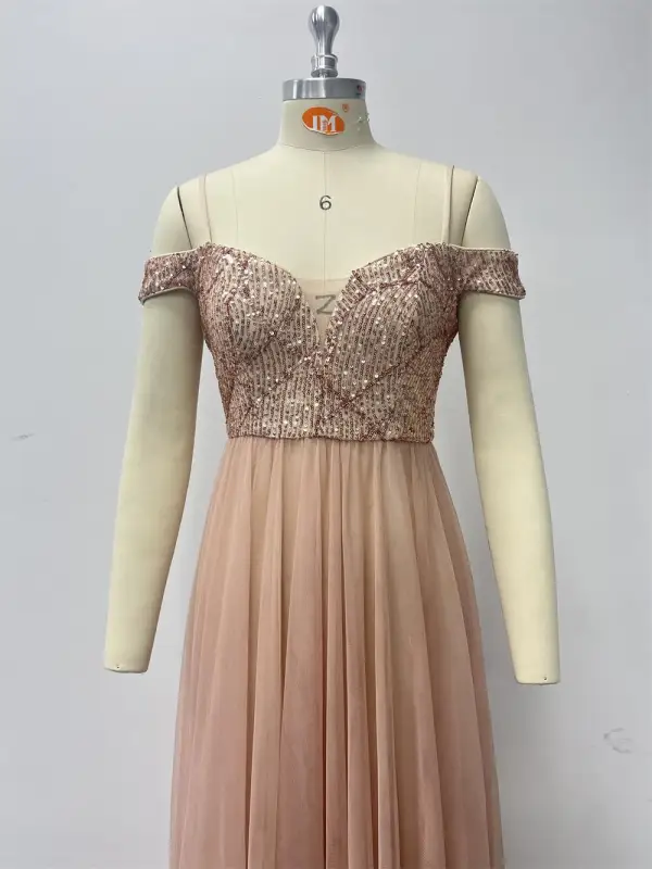 Chic / Belle Doré Paillettes Robe De Soirée 2024 Princesse Bretelles Spaghetti Sans Manches Dos Nu Longue Promo Robe De Ceremonie