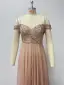 Chic / Belle Doré Paillettes Robe De Soirée 2024 Princesse Bretelles Spaghetti Sans Manches Dos Nu Longue Promo Robe De Ceremonie