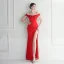 Chic / Beautiful White Split Front Evening Dresses 2024 Trumpet / Mermaid Off-The-Shoulder Sleeveless Backless Floor-Length / Long Evening Party Formal Dresses