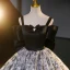 Élégant Noire Robe De Bal 2023 Robe Boule Bretelles Spaghetti Manches Courtes Dos Nu Noeud Longue Promo Robe De Ceremonie