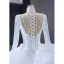 Luxury / Gorgeous Charming White Beading Sequins Cascading Ruffles Wedding Dresses 2023 Ball Gown Scoop Neck Long Sleeve Backless Chapel Train Wedding