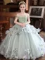 Flower Fairy Sage Green Beading Appliques Birthday Flower Girl Dresses 2026 Ball Gown Scoop Neck Sleeveless Floor-Length / Long Tulle