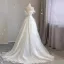 Fashion White Bow Wedding Dresses 2023 A-Line / Princess Strapless Sleeveless Backless Sweep Train Wedding