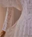 Schöne Weiß Spitze Blumen Brautkleider / Hochzeitskleider 2024 A Linie Spaghettiträger 3/4 Ärmel Rückenfreies Sweep / Pinsel Zug Hochzeit