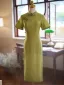 Chinese style Clover Green Summer Tea-length Cheongsam Trumpet / Mermaid 2024 High Neck Short Sleeve