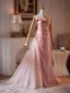 Romantisch Rosa Ballkleider 2026 A Linie Bandeau Ärmellos Rückenfreies Sweep / Pinsel Zug Ball Festliche Kleider