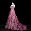 Blumenfee Rosa Strass Pailletten Applikationen Ballkleider 2025 A Linie Stehkragen Ärmellos Rückenfreies Sweep / Pinsel Zug Festliche Kleider