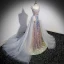 Glitzernden Laser Pailletten Ballkleider 2023 A Linie Eckiger Ausschnitt Ärmellos Rückenfreies Sweep / Pinsel Zug Ball Festliche Kleider