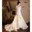 Charmant Weiß Applikationen Brautkleider / Hochzeitskleider 2025 Meerjungfrau Bandeau Ärmellos Rückenfreies Sweep / Pinsel Zug Hochzeit