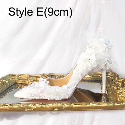 Sexy White Rhinestone Leather Wedding Shoes 2023 11 cm Stiletto Heels Pointed Toe Wedding Pumps High Heels