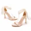 Sexy Champagne Evening Party Womens Sandals 2023 Satin Ankle Strap 10 cm Stiletto Heels Open / Peep Toe Sandals High Heels