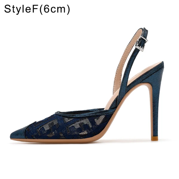 Sexy Silver Pierced Womens Sandals 2022 Street Wear 10 cm Stiletto Heels Pointed Toe Sandals High Heels