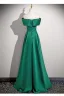 Vintage Grün Ballkleider 2026 Off Shoulder A Linie Ärmellos Rückenfreies Lange Ball Festliche Kleider