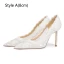 Elegant White Lace Flower Wedding Shoes 2024 8 cm Stiletto Heels Pointed Toe Wedding Pumps High Heels