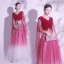 Vintage / Retro Burgundy Glitter Sequins Prom Dresses 2024 A-Line / Princess V-Neck 1/2 Sleeves Backless Floor-Length / Long Prom Formal Dresses