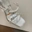Sparkly Charming Silver Summer Rhinestone Womens Sandals 2022 Evening Party 11 cm Stiletto Heels Open / Peep Toe Sandals High Heels