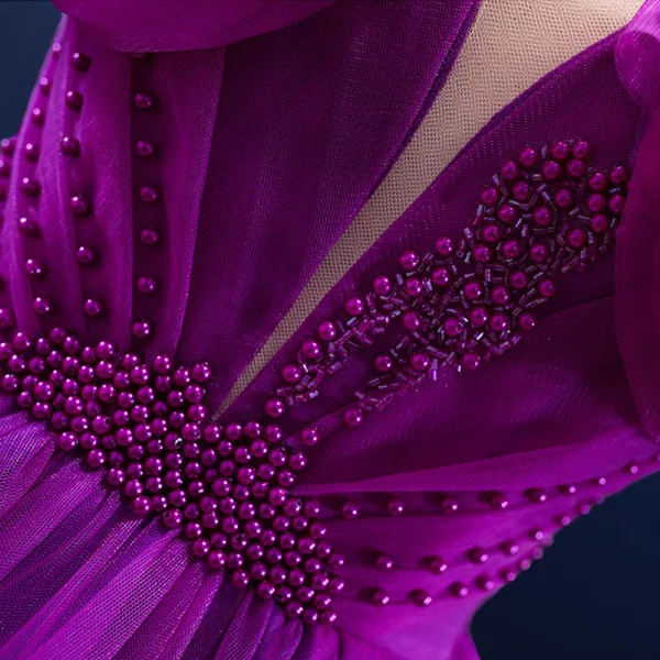 Chic Beautiful Purple Ruffle Formal Dresses 2022 Ball Gown Off-The-Shoulder Puffy Short