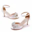 Charmant Weiß Strass Schleife Ball Sandalen Damen 2023 Knöchelriemen 7 cm Stilettos Peeptoes Sandaletten Hochhackige