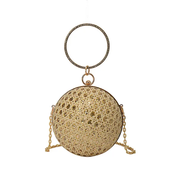 Mote Sukkertøyrosa Rhinestone Paljetter Runde Aften Clutch Veske 2023 Legering