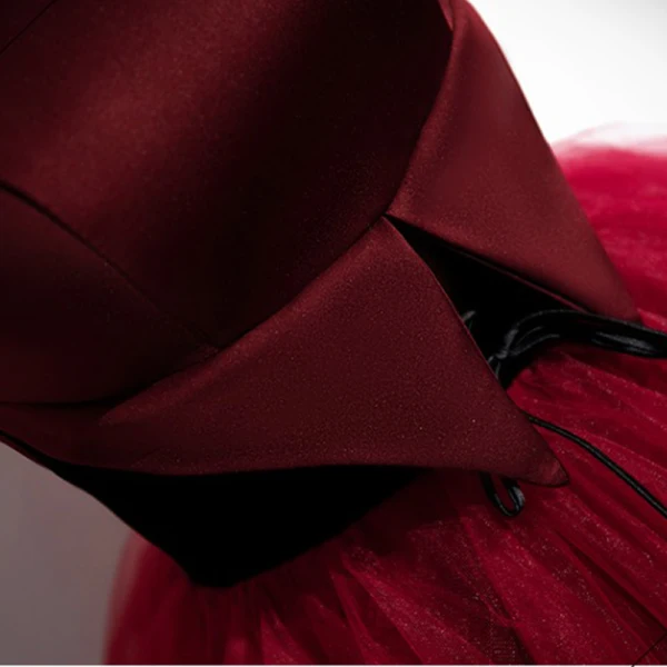 Chic / Beautiful Burgundy Prom Dresses 2023 A-Line / Princess Strapless Sleeveless Backless Bow Sash Floor-Length / Long Prom Formal Dresses
