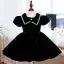 Chic / Beautiful Black Suede Birthday Flower Girl Dresses 2022 Ball Gown Scoop Neck Puffy Short Sleeve Pearl Floor-Length / Long Flower Girl Dresses