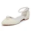 Élégant Ivoire Perle Plate Chaussure De Mariée 2024 Bride Cheville À Bout Pointu Mariage Sandales