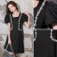 Audrey Hepburn Style Black Rhinestone Evening Dresses Party Dresses 2022 A-Line / Princess Square Neckline Puffy Short Sleeve Knee-Length Evening Party Formal Dresses