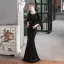 Sparkly Black Sequins Evening Dresses 2022 Trumpet / Mermaid Scoop Neck 1/2 Sleeves Floor-Length / Long Evening Party Formal Dresses
