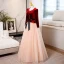 Elegante Bordeaux Velour Suede Winter Galajurken 2023 A lijn Ronde Hals Kralen Strik Gordel Lange Mouwen Lange Gala Gelegenheid Jurken