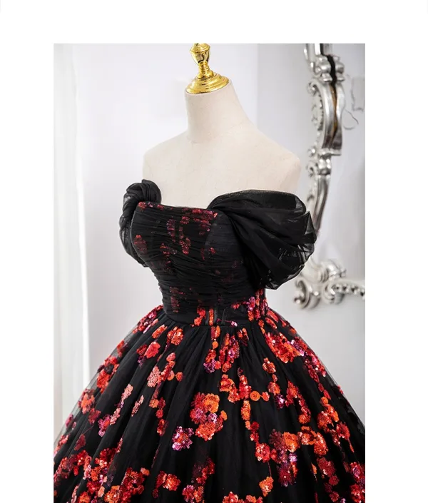 Schöne Schwarz Pailletten Ballkleider 2024 Ballkleid Bandeau Ärmellos Rückenfreies Lange Ball Festliche Kleider
