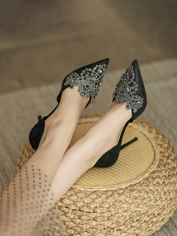 Chic / Beautiful Gold Rhinestone Wedding Shoes 2022 7 cm Stiletto Heels Pointed Toe Wedding Womens Shoes High Heels