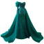 High-end Dark Green Handmade  Beading Evening Dresses 2023 Trumpet / Mermaid Strapless Sleeveless Backless Sweep Train Evening Party Formal Dresses