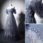 Charmant Océan Bleu Perlage Perle Paillettes Robe De Soirée 2022 Princesse De l'épaule Manches Courtes Dos Nu Longue Promo Robe De Ceremonie
