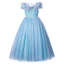 Cinderella Sky Blue Birthday Flower Girl Dresses Ball Gown 2022 Scoop Neck Lace Butterfly Sequins Star Short Sleeve Floor-Length / Long Flower Girl Dresses