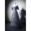 Charmant Océan Bleu Perlage Perle Paillettes Robe De Soirée 2022 Princesse De l'épaule Manches Courtes Dos Nu Longue Promo Robe De Ceremonie