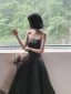 Chic / Beautiful Black Prom Dresses 2022 A-Line / Princess Strapless Sleeveless Backless Floor-Length / Long Prom Formal Dresses