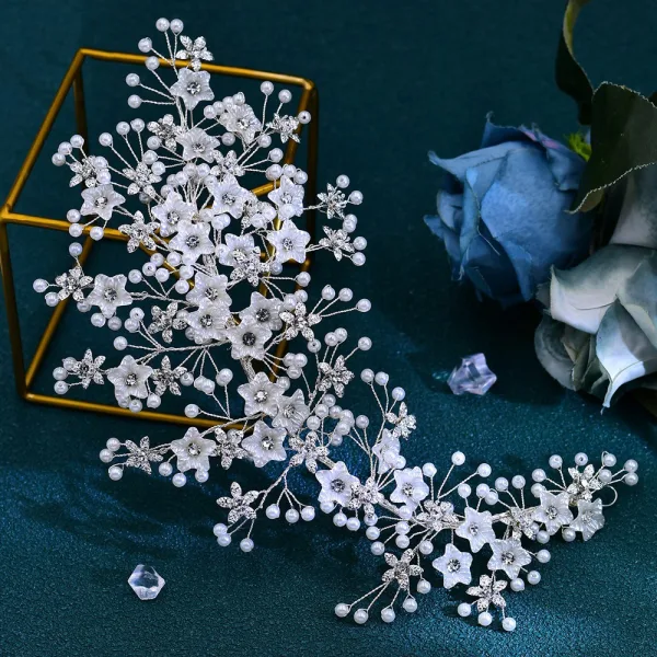 Sjarmerende Hvit Perle Rhinestone Legering Bryllup Har Tilbehor 2024