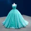 High-end Mint Green Handmade  Beading Pearl Sequins Prom Dresses 2022 Ball Gown U-Neck Sleeveless Backless Court Train Prom Formal Dresses