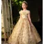 Fashion Gold Sequins Pearl Lace Flower Prom Flower Girl Dresses 2022 Ball Gown Scoop Neck Short Sleeve Floor-Length / Long Flower Girl Dresses