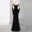 Sexy Black Beading Pearl Sequins Evening Dresses 2023 Trumpet / Mermaid Spaghetti Straps Sleeveless Backless Floor-Length / Long Evening Party Formal Dresses