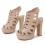 Inhabituel Beige Cocktail Sandales Femme 2022 Bride Cheville 12 cm Talons Épais Peep Toes / Bout Ouvert Sandales Talons Hauts